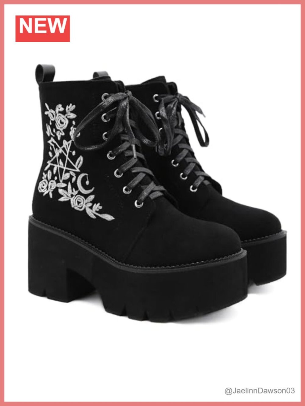 Platform Ankle Boots Round Toe Chunky Heel Lace Up Zipper Combat Booties